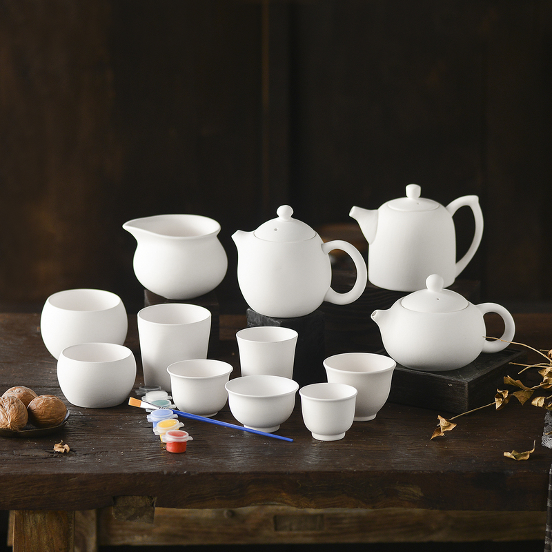 Ceramic High-White Clay Blank Tea Cup Teapot Ceramic Semi-Finished Product DIY Painting Graffiti Pottery Underglaze Colored Tea Cup