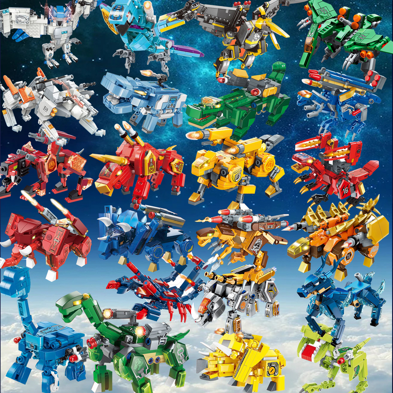 Enlightenment Splicing Building Blocks Deformation Toys for Boys Mechanical Animal Birthday Gift Desktop Machine Animal Rubik's Cube Free Switching