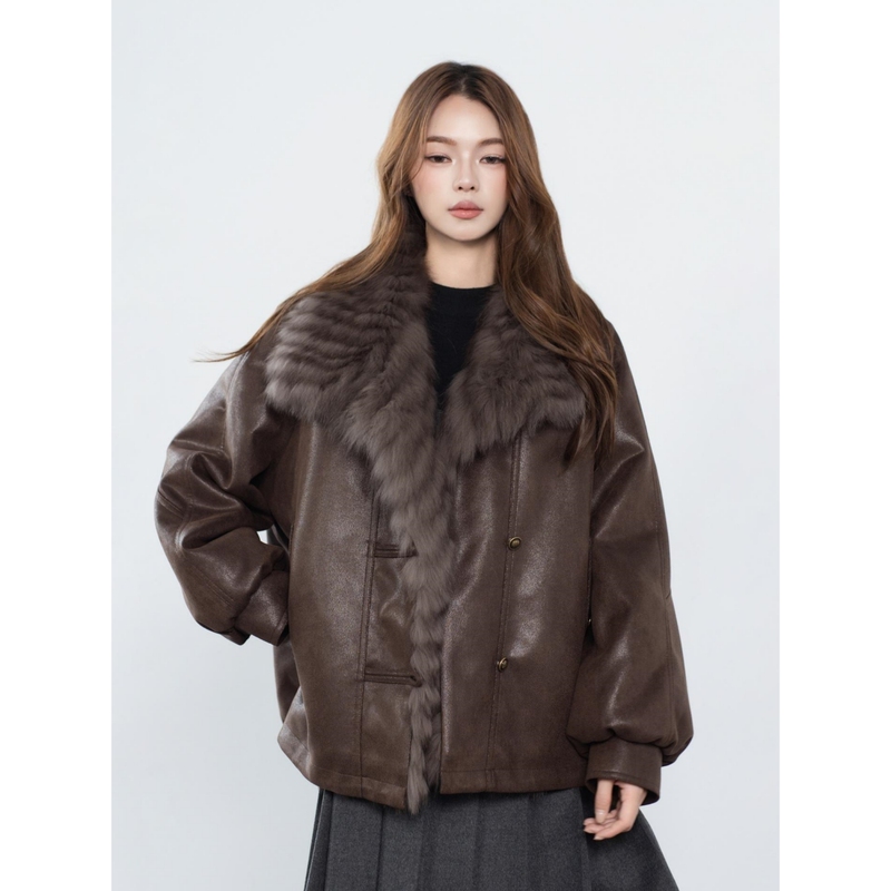 Ootd Double Wear | Reversible Fox Fur Suede Short Parka Fur Coat for Women New Style