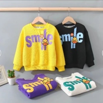 Little yellow duck fleece and thickened waffle sweater