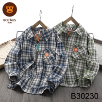 Korean brand BB Monkey - high-end trendy brand series 2022 autumn new plaid shirt