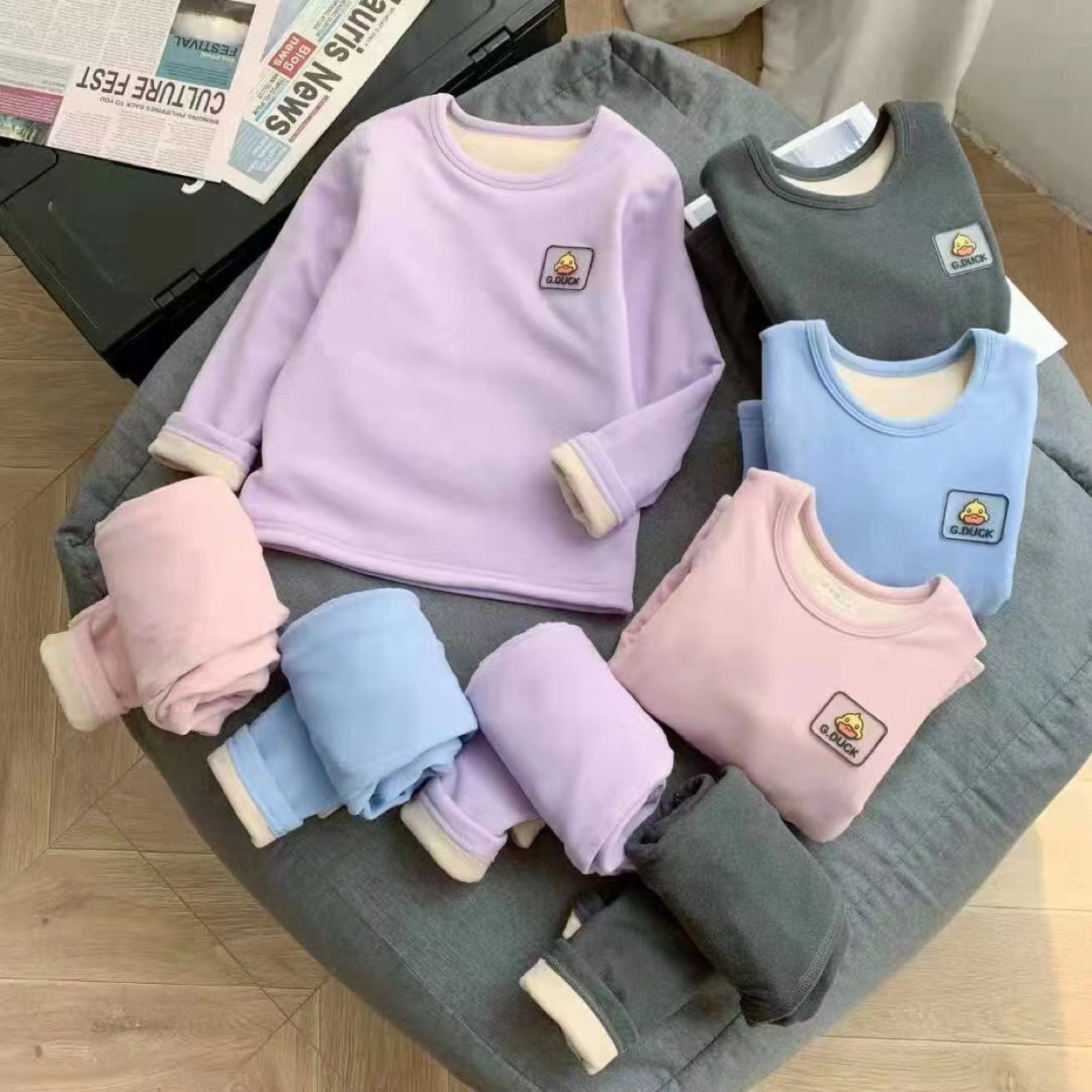 Little Yellow Duck Children's Winter Style German Velvet Silk Cashmere Thickened Heat Pants School Uniform Artifact (one size smaller)