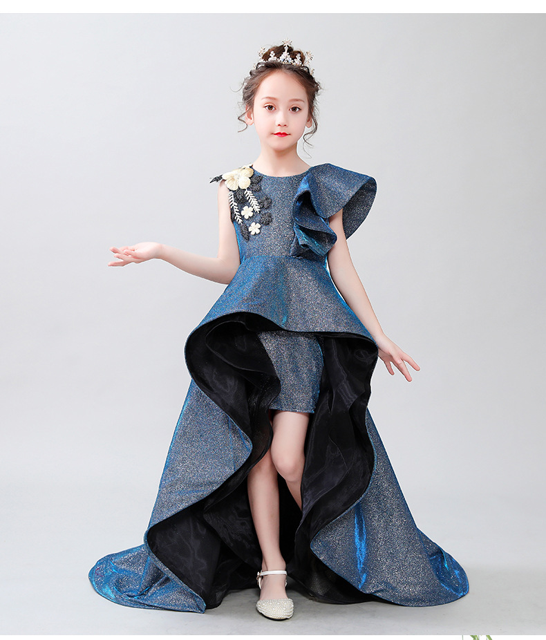 Trẻ em ăn mặc cô gái công chúa ăn mặc mô hình sàn catwalk dạ hội 4-12 cô gái đuôi đuôi chơi trang phục piano - Váy trẻ em váy trắng công chúa cho bé gái