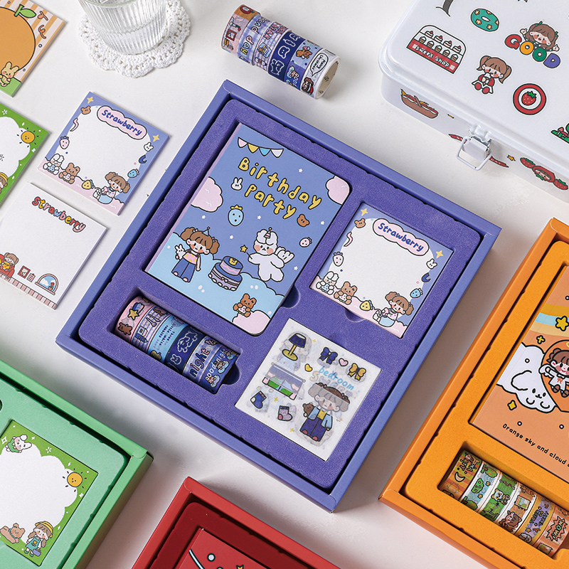 Net red Japanese hand account book gift box set girl heart student cute plus hand stick tape luxury ins style