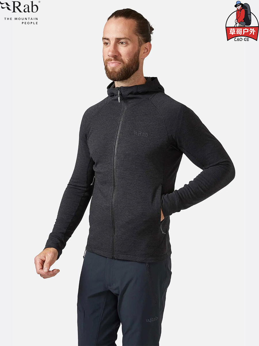 RAB men Nexus sashimi outdoor hiking gym with cap grabbing suede jersey jacket jacket QFF-70-Taobao