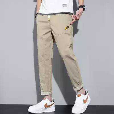 Loose straight ankle-length pants men spring and autumn 2021 New Joker thin Korean trend men's tooling casual pants