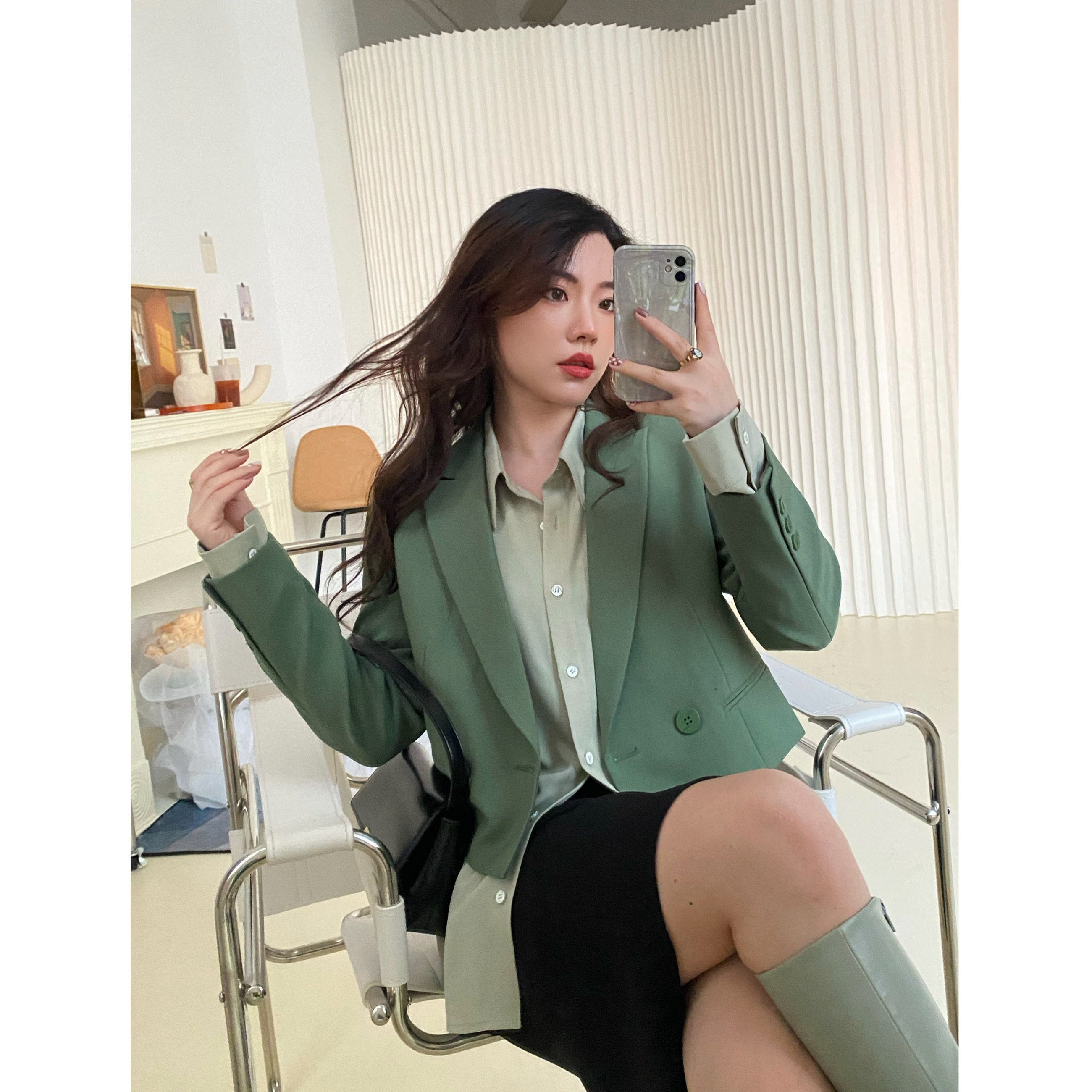 JML姜麦粒 三色质感短款西装ins时髦 版型正显瘦气质通勤显白品质详情2