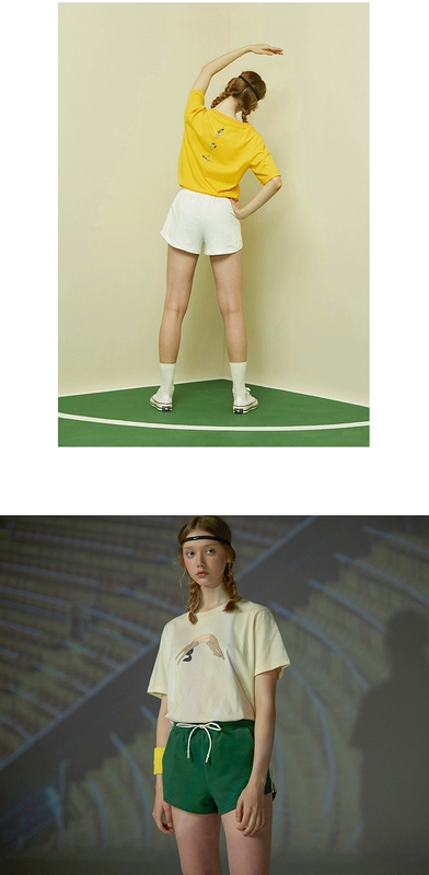 LlanO thiết kế ban đầu mùa hè mới giản dị eo cao quần retro nóng bỏng cotton thể thao quần short trắng quần sooc da nữ kết hợp với áo gì