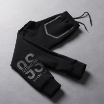 Foreign trade tail single mens sports pants offset printing letter drawstring elastic waist composite cotton sports pants casual pants
