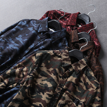 Factory tail single autumn and winter polished plaid cotton mens long sleeve shirt slim casual personality print shirt tide