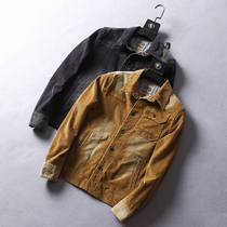 Japanese vintage men cotton corduroy nostalgic wash lapel slim casual corduroy jacket coat tide