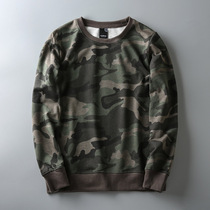 Foreign trade original single mens spring washed retro cotton wool ring large size round neck sweater printing casual pullover