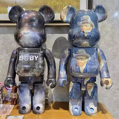 bearbrick 400% violent bear building Wood bear Van Gogh bear Starry Sky model living room ornaments tide Doll Doll