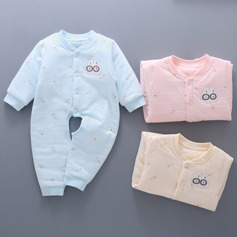 Baby jumpsuit Spring and autumn winter pure cotton newborn baby clothes Thin cotton long sleeve baby Haya autumn climbing clothes