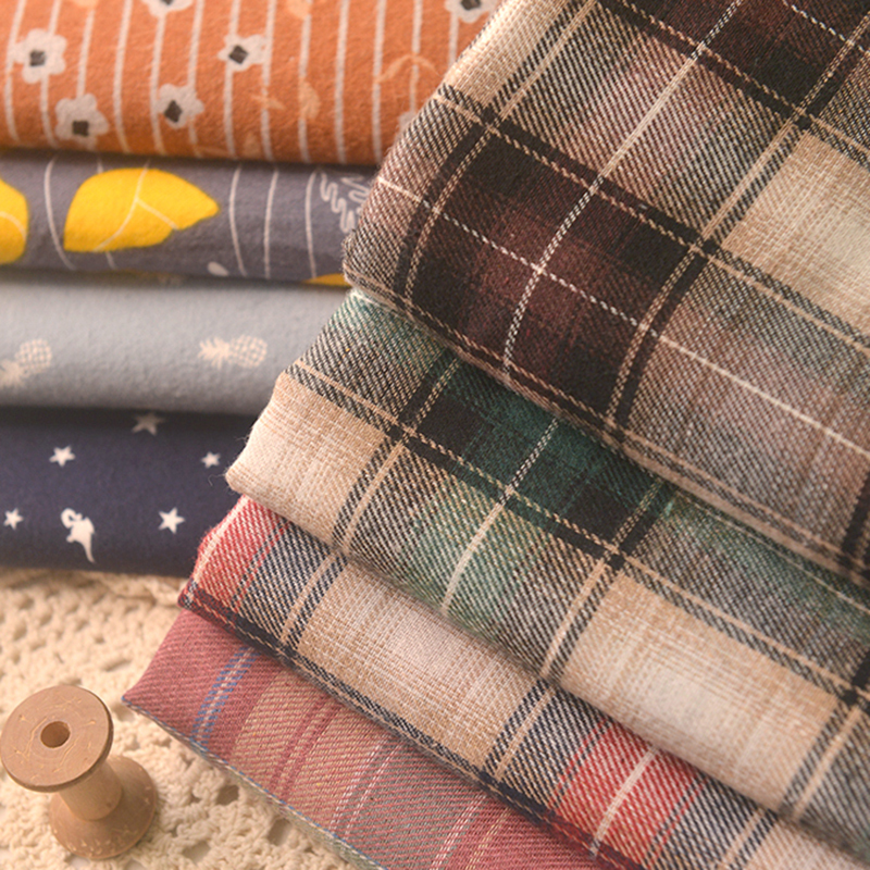 Scottish Plaid Flannel Brushed Cotton Fabric, Autumn and Winter Shirt Making, Clothing, Skirts, Bedding, Handmade DIY Fabric