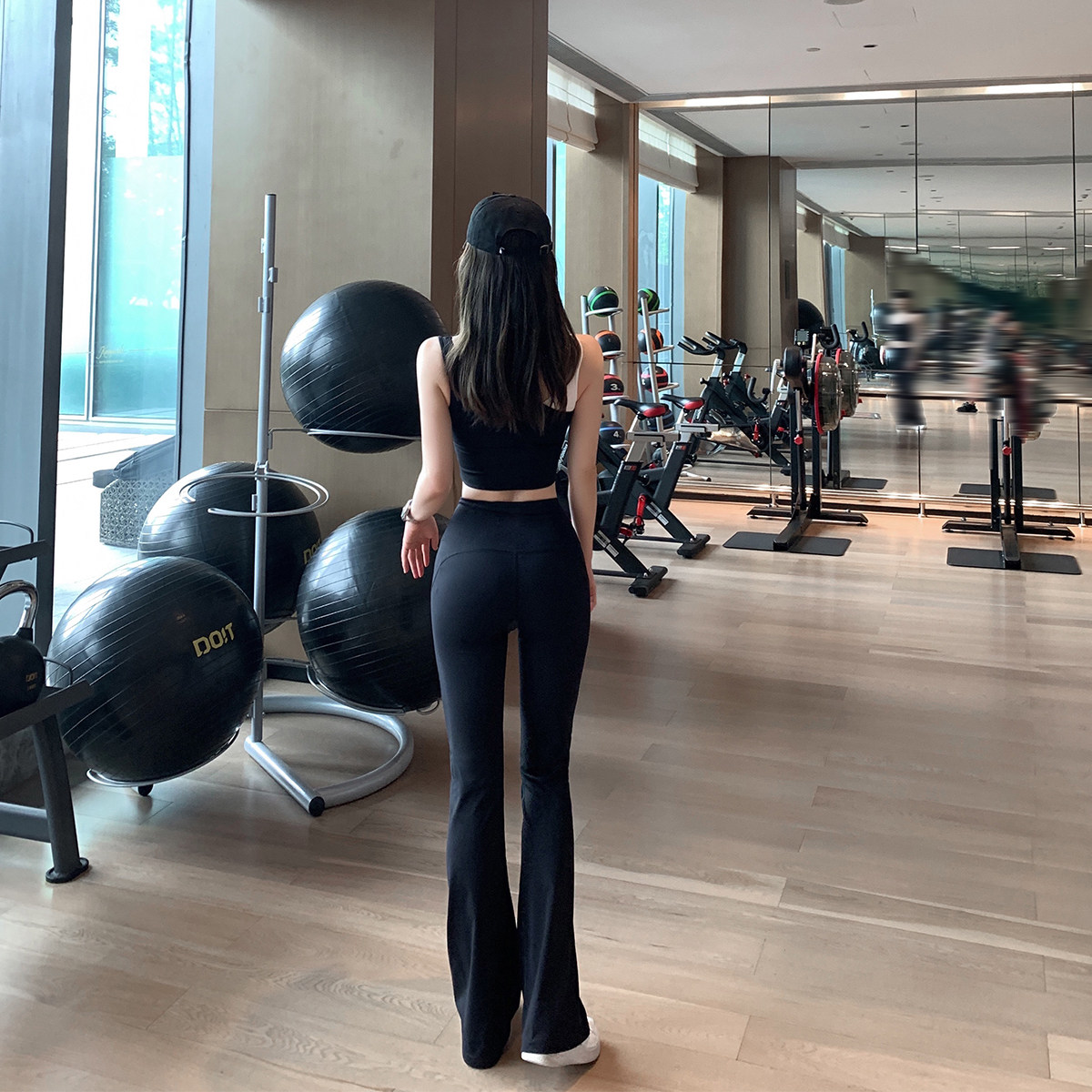 BYU RUN Summer Black Sport Long Pants Woman Straight Drum Casual Yoga Pants High Waist Lifting Hip Fitness Pants Horn Pants