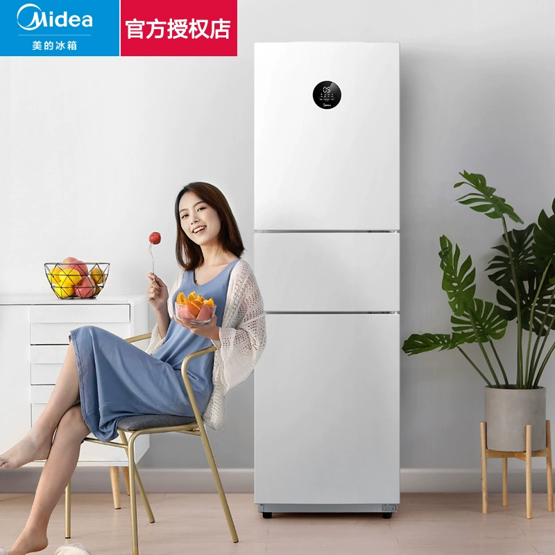 Tủ lạnh Midea ba cửa kép tần số thông minh làm mát bằng không khí cấp 1 tiết kiệm năng lượng nhỏ hộ gia đình trắng không sương giá 230L - Tủ lạnh