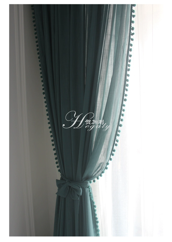 HEGALY | màn hình cửa sổ màu xanh đậm phòng khách ánh sáng bông và vải lanh đơn giản retro phân vùng rèm rèm thành phẩm tùy biến - Phụ kiện rèm cửa