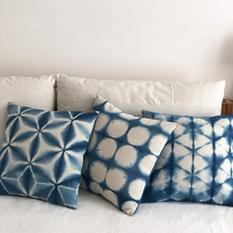 ) ▋ capable) ▋ manual tie-dye plant Aizen says geometric pattern cotton pillow pillow 45x 45cm BZ42