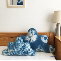 ) ▋ Hand tie-dyed plant blue dyed cotton doll puppet cloud 50x 30cm BO2