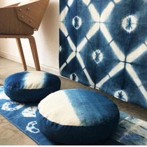 ) ▋ hand woven cloth earth cloth blue dyed round cushion chair cushion futon 40x40x9 5 ZD7