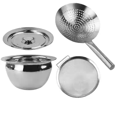 304 stainless steel oil basin chef oil drum leak kitchen Hotel cold shrimp filter screen leak net fried hot pot big colander