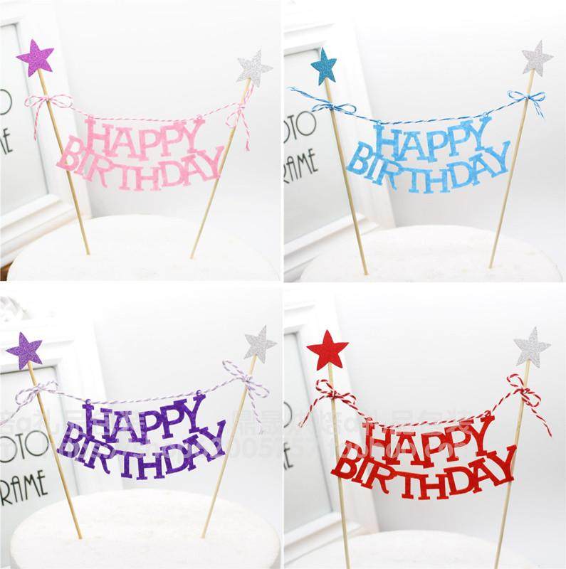 Cake plugs flag girl pink princess series cake birthday happy interface star birthday