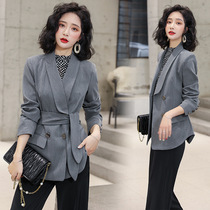 Personality fashion trend Long-sleeved suit spring mid-long elegant temperament womens sweet spring 2020