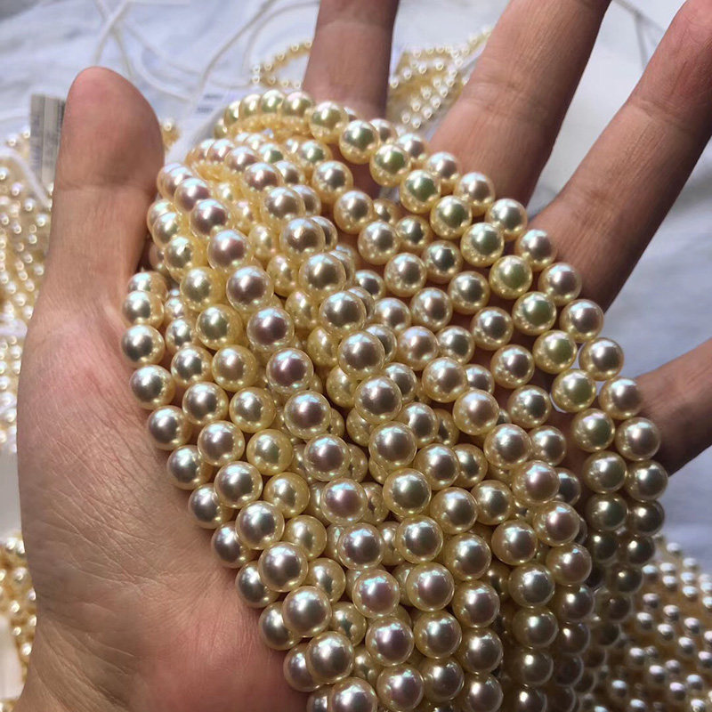 No-phase fasting Japan live akoya sea water pearl full pearl necklace with high price-performance ratio