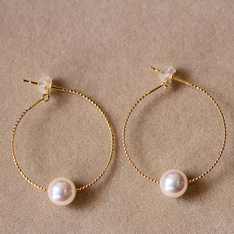 No Phase Fasting Recommended Japan Imports 18K Gold Earrings Akoya Seawater Pearl Temperament Earrings Woman