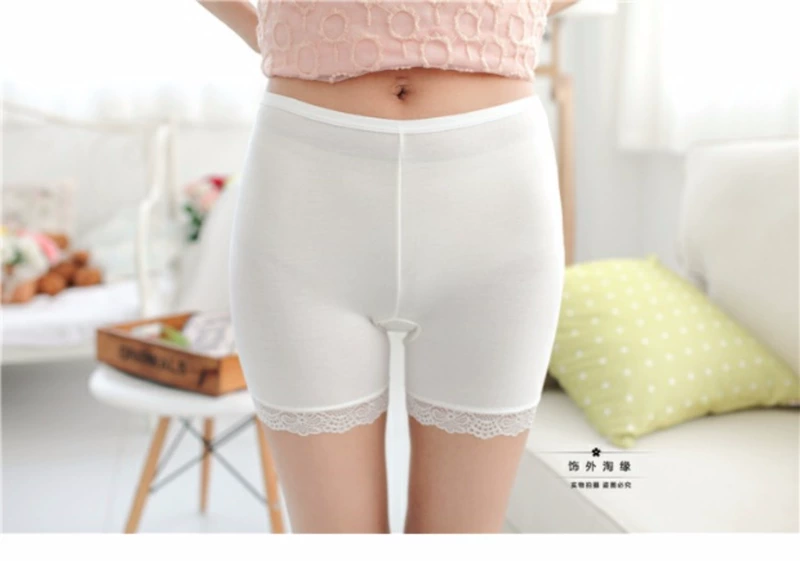 Joker ren chống ánh sáng không dấu vết ba điểm quần an toàn nữ mùa hè cotton mỏng là quần short bảo hiểm đáy mỏng - Quần tây thường