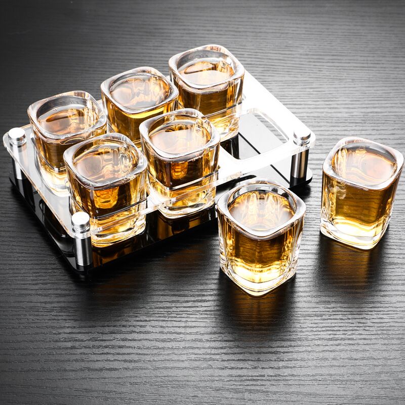 Household creative glass white wine glass foreign wine glass spirit glass a small square glass wine set