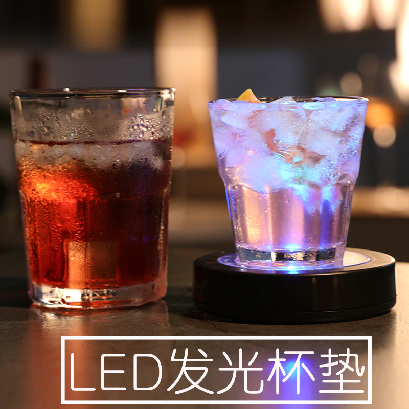 LED Luminous Cup Mat Bar Intoxicator Special Dazzling Cup Mat Cocktail Round Gravity Induction Cup Mat