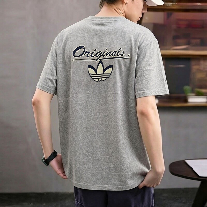 Adidas Trefoil Gray Short-Sleeve Men's Summer New Loose Basketball Solid Color Retro Oversized Half-Sleeve T-Shirt Adidas Trefoil Gray Short-Sleeve Men's Summer New Loose Basketball Solid Color Retro Oversized Half-Sleeve T-Shirt