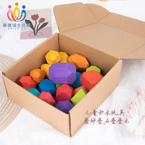 Waldorf Life Pavilion colorful stone educational toy stacked music children Rainbow building block balance sensory training