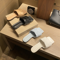 FAR BV slippers womens summer wear 2020 new braided word drag flat bottom wild square head fashion ins cool drag