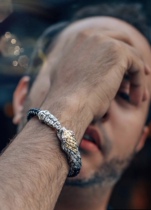 Spot U.S. William Henry FLBR7YG sterling silver hand-inlaid 18K gold rattlesnake men's bracelet bracelet