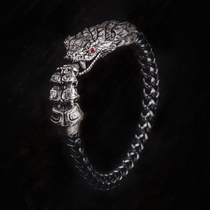 Spot American William Henry Silver BR7 Hand Carved Sterling Silver Mosaic Ruby Snake Bracelet Bracelet