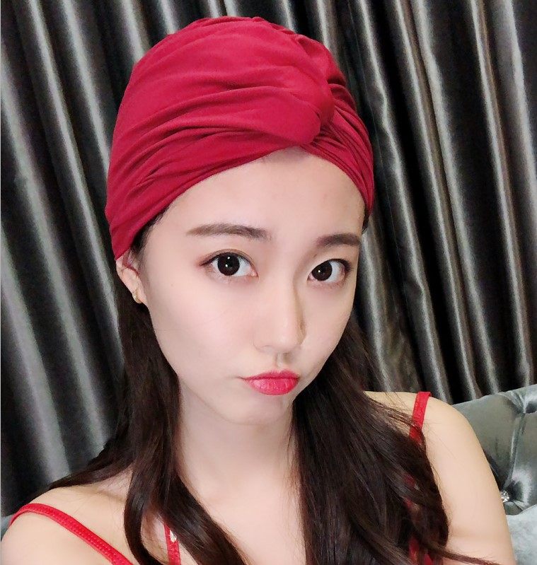 Korean swimming cap women's long hair fashion cute beauty adult increase does not take the head large lady hot spring swimming cap