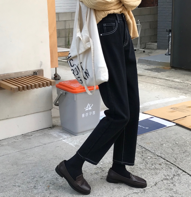 Pear-shaped body pants thin pipe pants female fat sister large size women's 2020 Autumn New High waist jeans