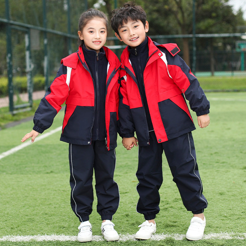 School Uniform Suit Submachine Clothes Children Three Groups Autumn Winter Clothing Kindergarten Garden Clothes Male And Female Child Elementary School Children Plus Suede Class Clothes