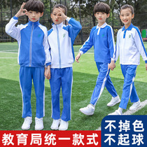 Shenzhen primary school uniform Spring and Autumn long sleeve jacket autumn pants large size male and female children summer short sleeve set