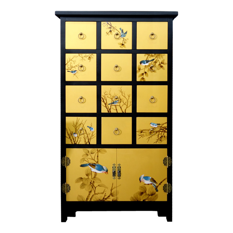 Lacquer art painted a variety of multi-drawing porch decorative cabinets custom-made Yangzhou lacquerware new Chinese classical furniture solid wood furniture