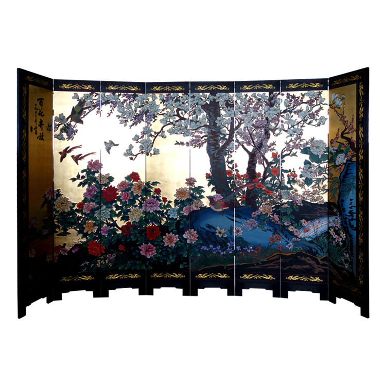 Yangzhou paint gold - piece silver - lacquer screen partition of the eight - fold mask screen - artwork neoclassical home decoration