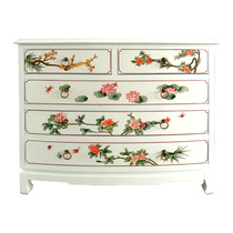 Lacquer Art Color Painted Five Bucket Closet Arc Cabinet Clothes Closet Yangzhou Lacquer Solid Wood Furniture New Vintage Vintage Residence Decoration