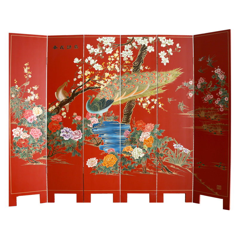 Painting artwork hand - painted four - fold masculine screen partition of Yangzhou lacquer new Chinese classical home decoration