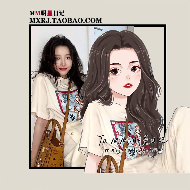 Ginger Jeanne stars the same T-shirt woman 2022 Summer new Ben life Tiger printed milk oil color short sleeve blouse