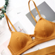 Bralettel bông Sexy Steelless Bra rỗng mềm bông mỏng Cup mềm Cup Bra Student Net Hồng.