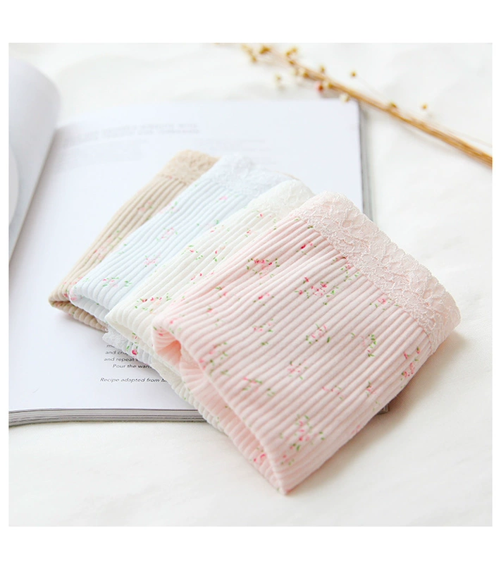 Quần lót cotton giữa eo Nhật Bản 100% cotton ren liền mạch thoáng khí khí mùa hè mỏng cotton kích thước lớn