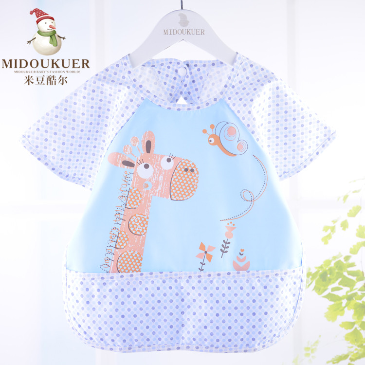Spring Summer Baby Eating Pocket Light And Soft Waterproof Sleeveless Hood Clothes Children Press Buttons Cute Pure Cotton Breathable Anti-Wear